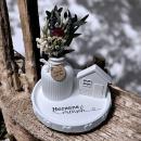 Raysin‑Deko‑Set „Herzensmensch“ mit optionalen Trockenblumen, liebevoll arrangiert.